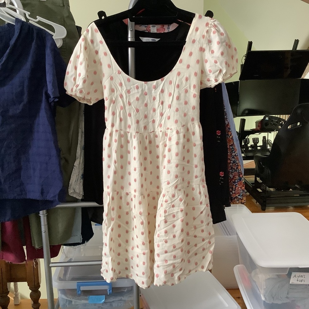 (Bin 6) Jessica Simpson puff sleeve back tie tiered dress, Size XS